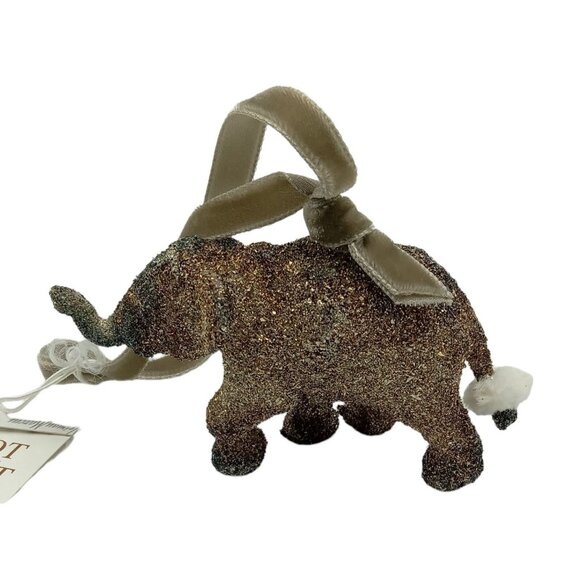 Eliot Raffit Elephant Ornament With Glass Glitter - Vintage Neiman Marcus Glitzy